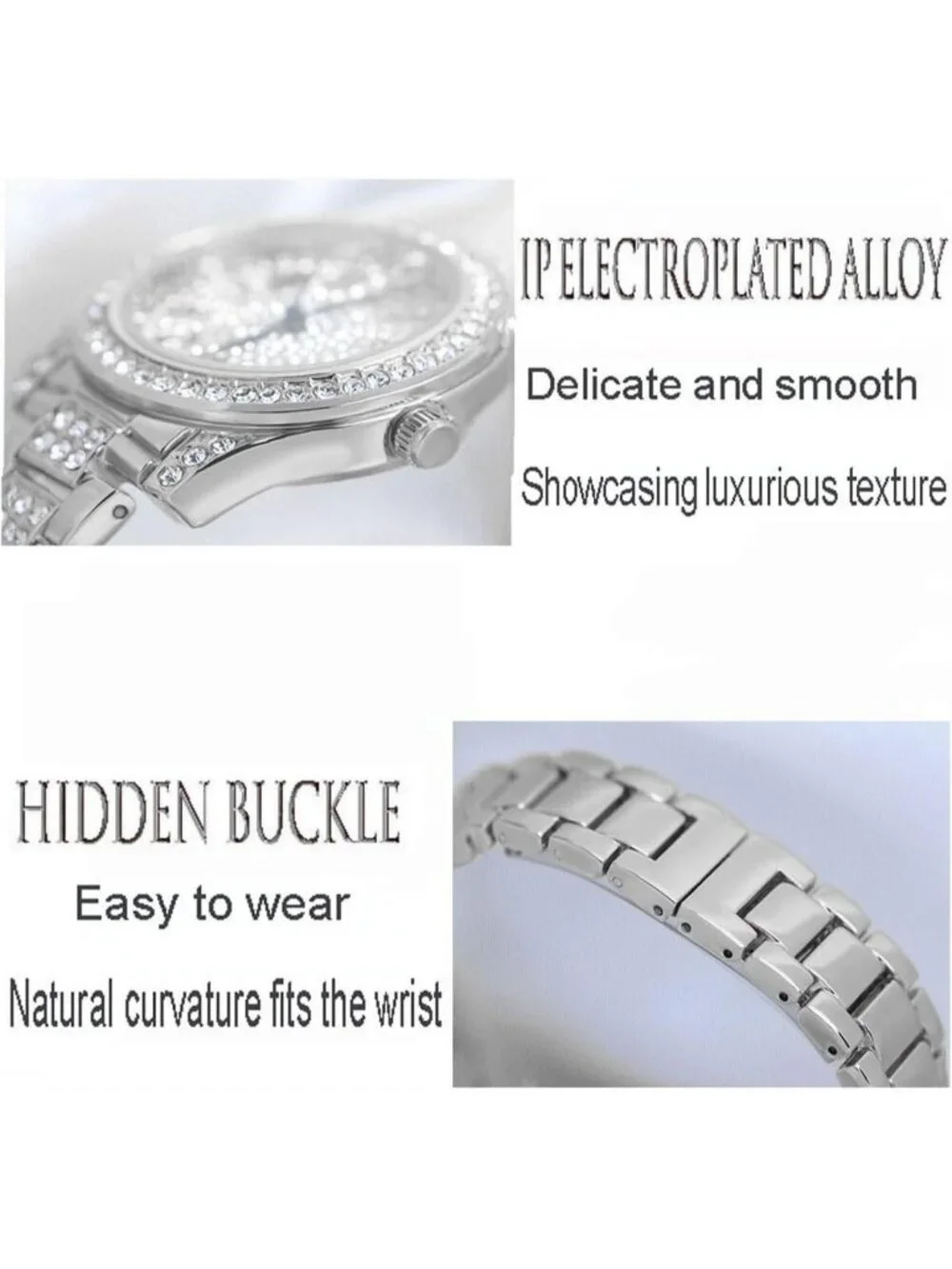 Women's Silver Luxury Diamond Ladies Stainless Steel Bracelet Waterproof Watch